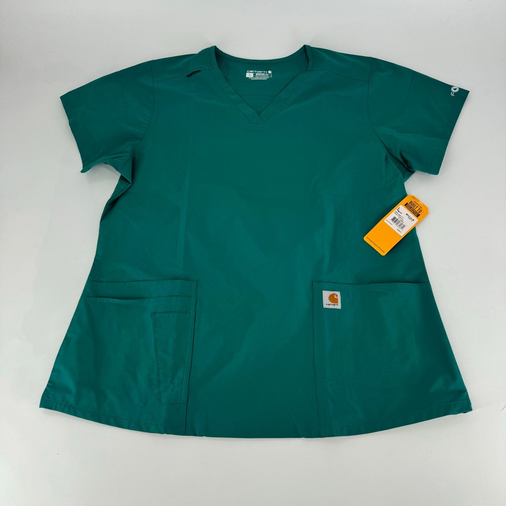 Carhartt Force Modern Fit V-Neck 5 Pocket Scrub Top Hunter Green MT2113-W L